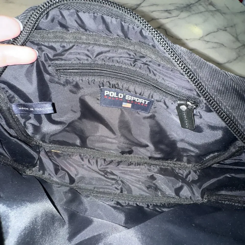 Vintage‎ 90s Polo Sport Ralph Lauren Black Crossbody Bag Men Women Nylon US Flag
